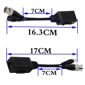 zdyCGTime Balun HD Cat5 RJ45 to BNC Video Baluns transceiver Passive with Power Connector for 720P 1080P 3MP 4MP 5MP HD-CVI/TVI/AHD/CVBS/960H Camera(2 Pairs)