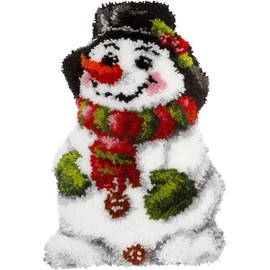 YOOTOM Latch Hook Rug for Knotting Yourself, DIY Christmas Latch Hook Rug Kits, Cross Stitch Rug, Christmas Snowman Latch Hook Rug Kits, 52 x 38 cm