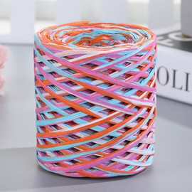 200m Colored Raffia Paper Ribbon Raffia Paper Twine Colorful Paper Strings Gift Packing Paper Ribbon Decorative Paper Craft Ribbon for DIY Blue Green