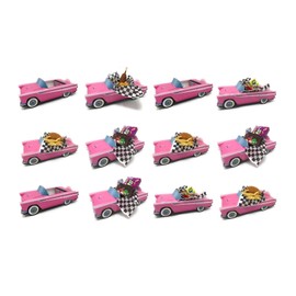 12 Classic Car Party Food Boxes - Pink Birthday Set