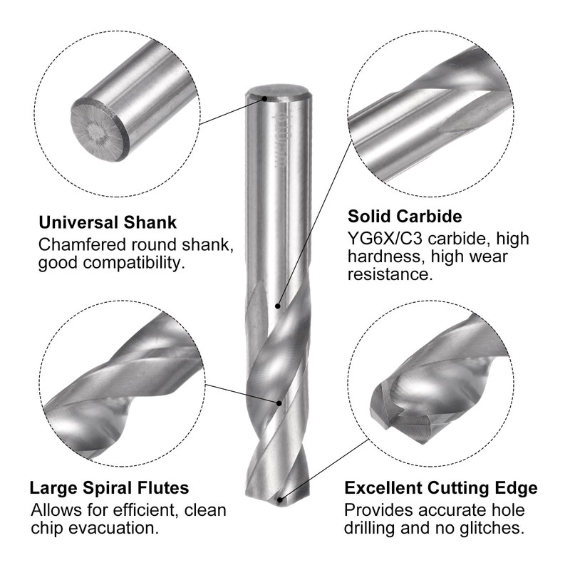 sourcing map Solid Carbide Drill Bit, 10mm (0.394") YG6X/C3 Micro-Grain