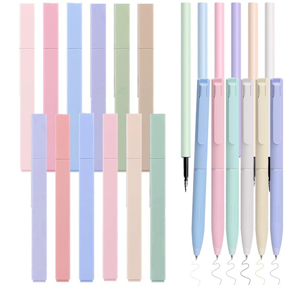 PIMXL 24-Piece Highlighter Set - Aesthetic Pastel Coloured Pens with