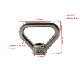 2 pcs of M12 304 Stainless Steel Heavy Duty Lifting Eye nut Triangle Shaped Screw Fastener