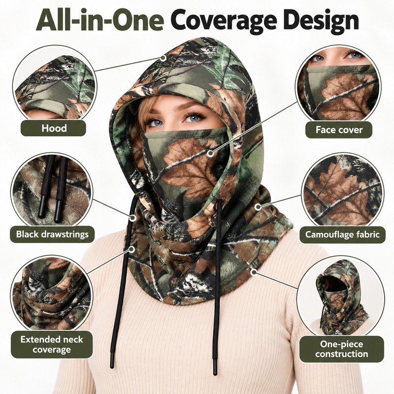 Fleece Balaclava for Winter Outdoor Use – Unisex Polyester Face