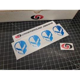 C8 Mini Skull Decals (4-Pack) Jake Skull Racing Sticker 6.2L V8 Stingray Corvette Z06 5.5L 1LT 2LT 3LT LT2 LT6 Select Color: (Bright Blue Metallic, 4)