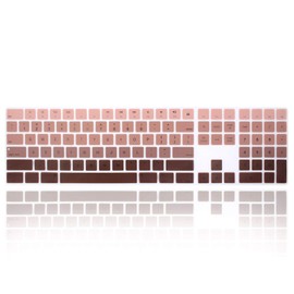 MMDW Ultra Thin Silicone Full Size Wireless Bluetooth Numeric Keyboard Cover Skin for iMac Magic Keyboard with Numeric Keypad MQ052LL/A A1843 2017 2018 Release US Layout(Ombre Coffee)