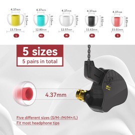 5 Pairs KBEAR 07 Ear Tips, KINBOOFI Silicone Eartips Earbuds for KZ ZST ZS10 PRO AS10 ZSN ZSN ZSN PRO X ZSN PRO ZAR ZS10 PRO X Wired Headphone (45282BLACK,M/M/M)