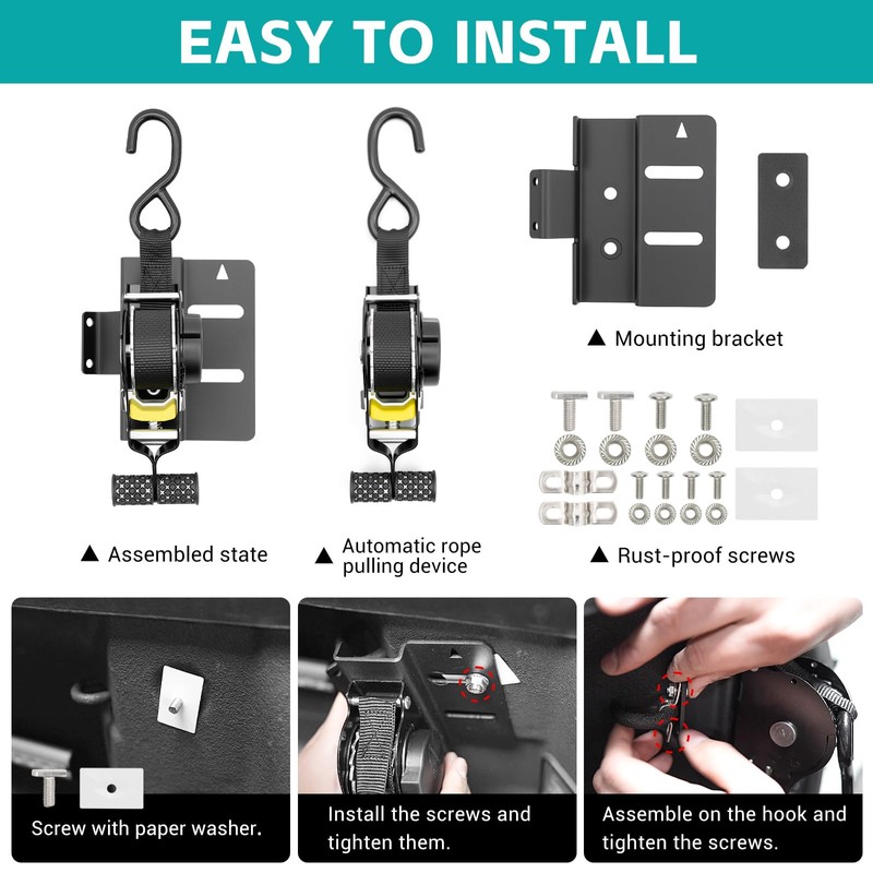 OUSUWO 2PCS Ultimate Retractable Ratchet Straps Compatible with 2019-2025 Chevy