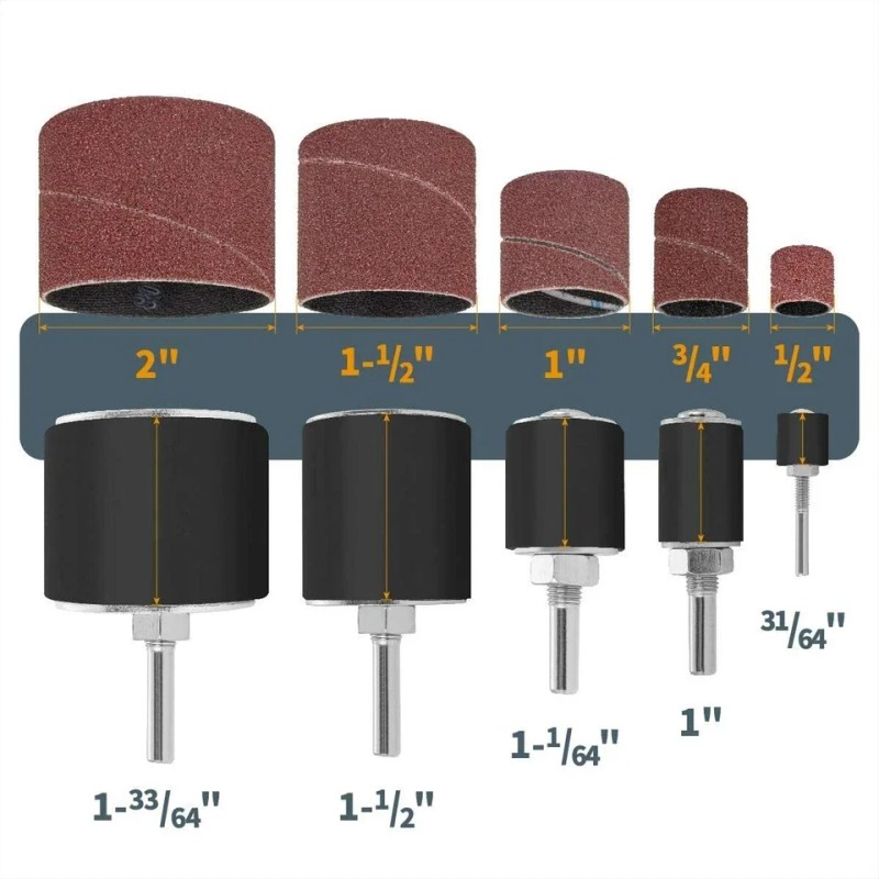 USA Local Stock-25PCS Sanding Drum Set W Box P80/120# Aluminum