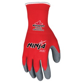 Memphis Gloves MCR Safety X-Large Ninja Flex 15 Gauge Gray Latex Palm And Fingertips Coated Work Gloves With Red Nylon Liner And Knit Wrist, gray/red (N9680XL)