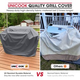 Unicook Grill Cover 75 Inch, Outdoor Heavy Duty Waterproof BBQ Grill Cover, UV & Fade Resistant Material, Compatible with Weber, Char-Broil, Nexgrill and More Grills, All Weather Resistant, Grey