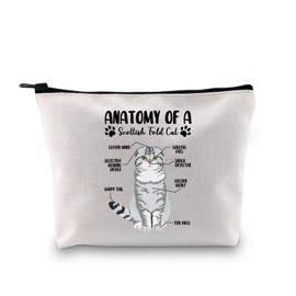 G2TUP Funny Scottish Cat Gift Anatomy Of A Scottish Fold Cat Makeup Bag Scottish Cat Mama Cosmetic Bag Scottish Cat Owner Gift (A Scottish Fold Cat MB)