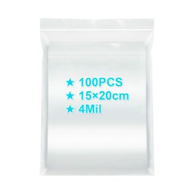 YDD Ziplock Bags 15x20cm, 100PCS, 4 Mil Extra Thick Reusable Clear Plastic Resealable Bags with Zipper, Airtight, Waterproof, Food Grade Safe, Ideal for Jewelry, Mask, Food Packaging