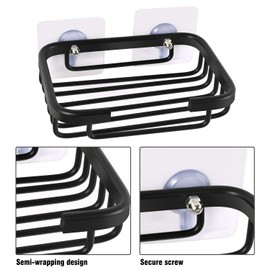 RONCHEN Soap Dish,Premium Soap Dish for Shower, Space Aluminum Wall Mounted Bar Soap Holder for Bathroom Shower Kitchen Wall, Drilling Installation or Directly Paste Black 5׳.5ױinch