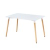 Noskatu White Dining Table Wood Rectangle Kitchen Table with Adjustable
