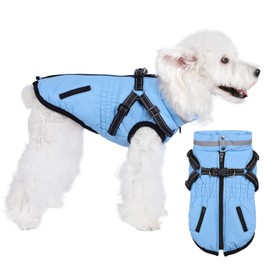 Poseca Dog Coats with Harness, Adjustable Jacket Vest Cold Weather Coats for Small Medium Dogs