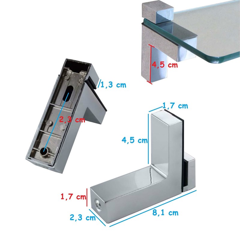 Euro Tische Shelf Holder Glass Shelf Support - Sturdy Shelf