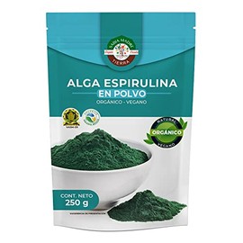 SABIA MADRE TIERRA  Alga espirulina orgánica certificada 250g, 100 Pura, Sin rellenos, Clorofila natural, Proteína                                    