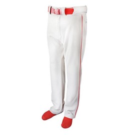 Martin Sports Youth Baseball/Softball Belt Loop Pants, White with Red Piping (White with Red Piping, YS)