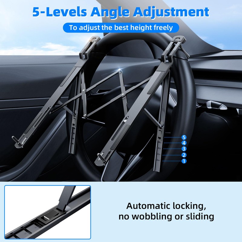 Angle Adjustable Car Steering Wheel Laptop Holder,Foldable Laptop Stand for