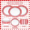 PhyLence 50 Pcs Red Gingham Oval Paper Plates – 9"