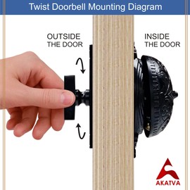 Akatva Vintage Twist Bell with Key Plate Longer Shaft– Victorian Home Twist Bell With Customized Shaft– Mechanical Doorbell for Home – Brass Twist Calling Bell – Finish – (Antique Brass Finish)