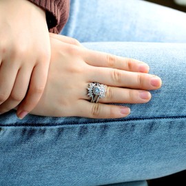 925 Sterling Silver Stack Wedding Band Engagement Anniversary Ring Enhancer for Women and White Gold Plated (Size 7)