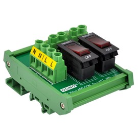 Rocker Switch Thermal Circuit Breaker Overload Protector 2 Channel Power Distribution Module DIN Rail Mount