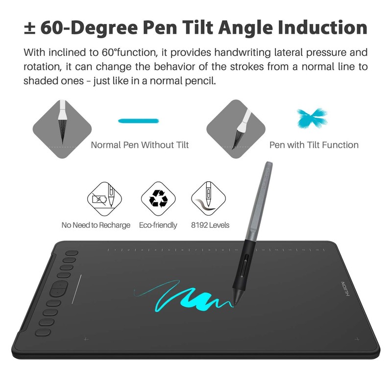 HUION Inspiroy H1161 Graphics Drawing Tablets, Touch Strip and 8192
