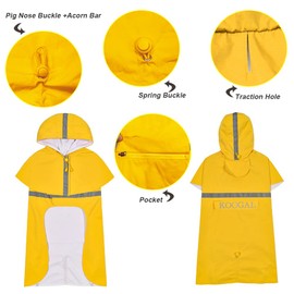 KOOGAL Pet Large Dog Raincoat Apparel Poncho Waterproof for Medium Large Sized for Dog Raincoat Clothes (Yellow, 6XL)