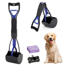 HyAdierTech Portable Dog Poo Gripper, Yard Dog Pooper Scooper with Waste Bag Dispenser, Foldable Dog Poop Scoop for Cats with 30 Dog Waste Bags, Easy to Use Lever