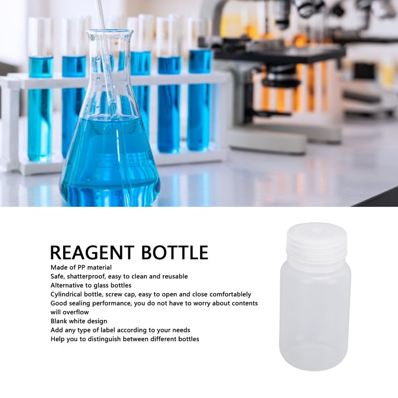 10Pcs Reagent Bottle Plastic Wide Mouth Lab Liquid Sample Seal