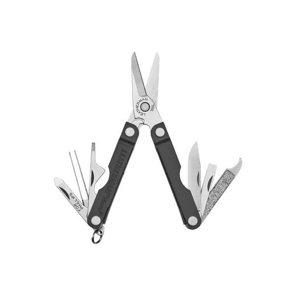 LEATHERMAN, Micra Keychain Multitool with Spring-Action Scissors and Grooming Tools, Stainless Steel, Built in The USA, Slate