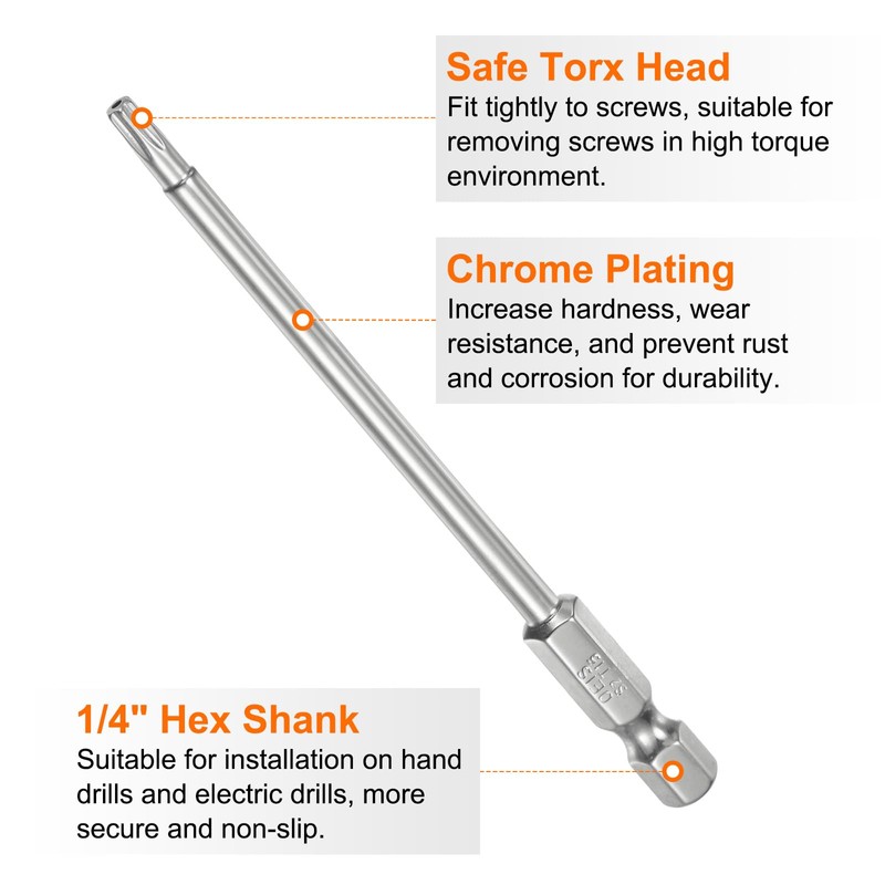 QUARKZMAN Pack of 2 T15 Security Torx Bit 1/4 Inch