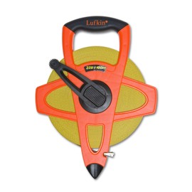 Crescent Lufkin 1/2" x 100m/328' Hi-Viz Orange Fiberglass SAE/Metric Dual Sided Tape Measure - FM100CME, Orange/Black