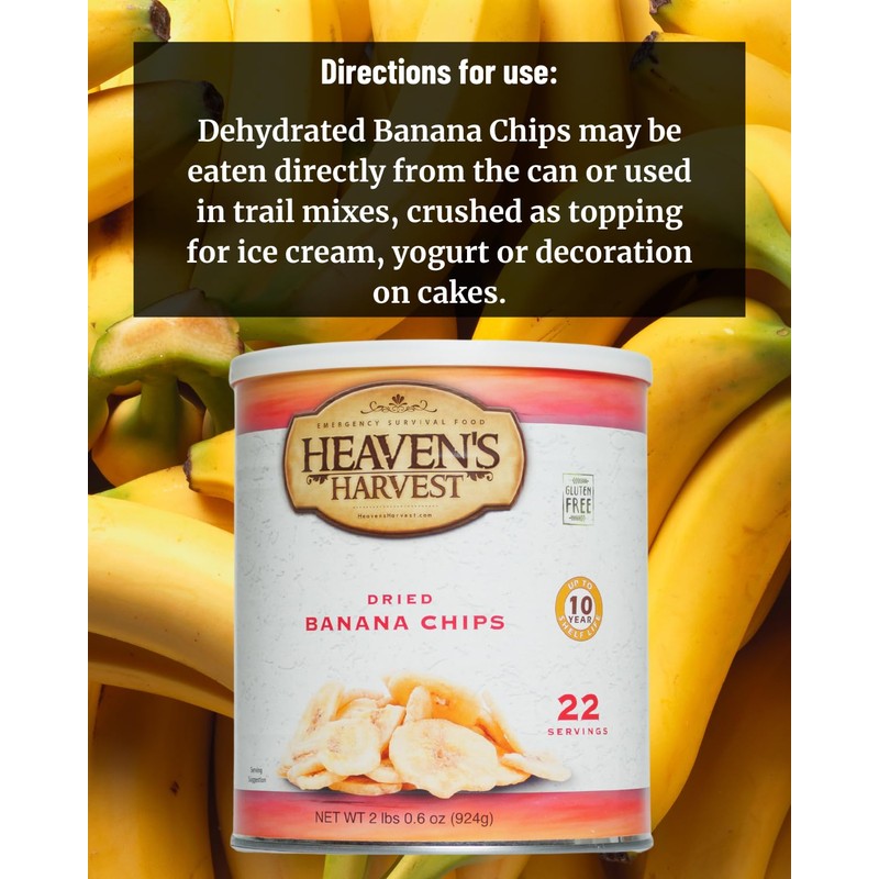 Heaven's Harvest Freeze-Dried Emergency Survival #10 Can (Banana Chips)