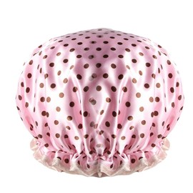 Krueis Shower Cap 3 Pack Shower Caps for Women Double Layers Waterproof Bathing Shower Hat Reusable Hair Protection Shower Cap (F)