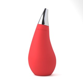 Kitchen Bathroom Squeeze Dish Soap Dispenser Tear Drop Shape with Removable Silver Tip, 7 Oz (1, Red)