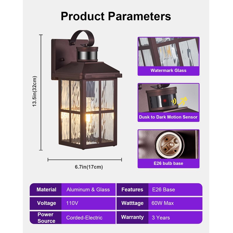 YJXGDIL 2 Pack Motion Sensor Porch Light Dusk to Dawn