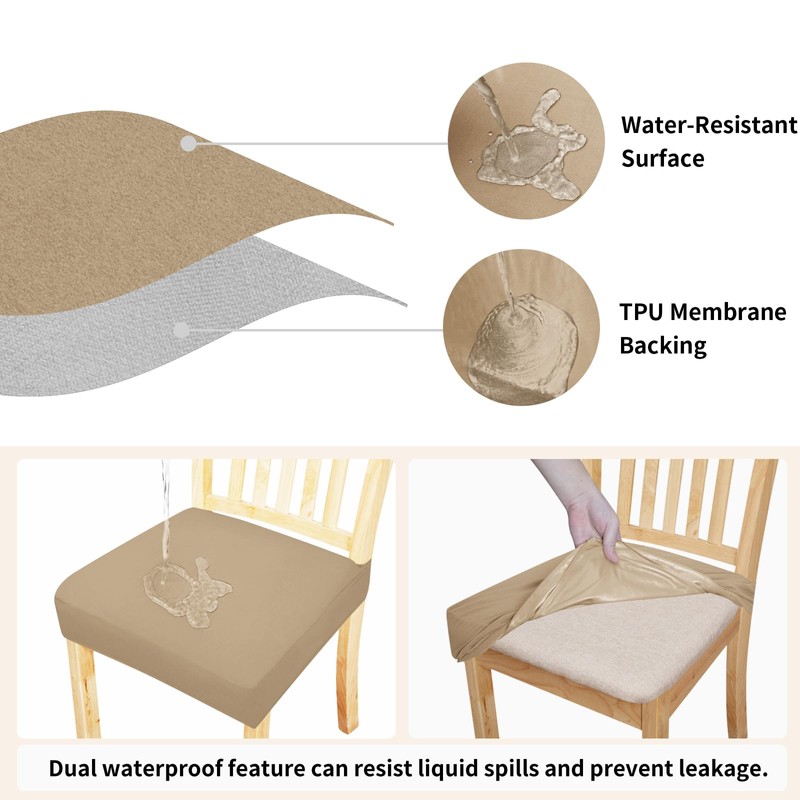 Easy-Going 100% Waterproof Seat Covers for Dining Room Chairs Set