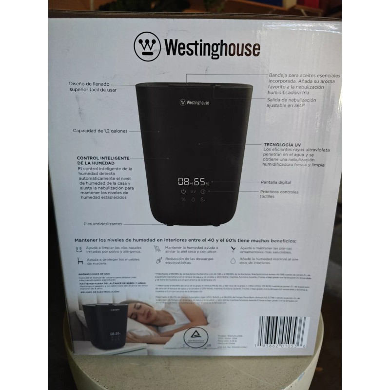 Westinghouse 1.18-Gallon Tabletop Cool Mist Electronic Humidifier Black