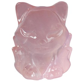 QLRSUXN Rose Quartz Nine Tailed Fox Decor,2 Inch Healing Crystals Fox Statue,Lucky Guardian Pocket Fox Figurines as Women’s Gifts,Fox Figurine for Office Home Decor and Ornament.