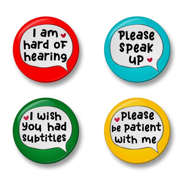 44mm Hard of hearing Badge Set, 4 Badges, Packs, I