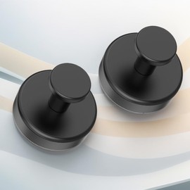 nabobt 2 Pack Suction Cup Hooks for Shower, Exquisite Metal Shell & No Drill Towel Hooks for Bathroom Wall, Kitchen, Glass, Mirror, Tile to Hang Towels, Robes, Loofah - Matte Black