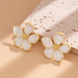 Flower Stud Earrings for Women Statement Big Flower Earrings Stainless Steel Enamel Earring Trendy Jewelry