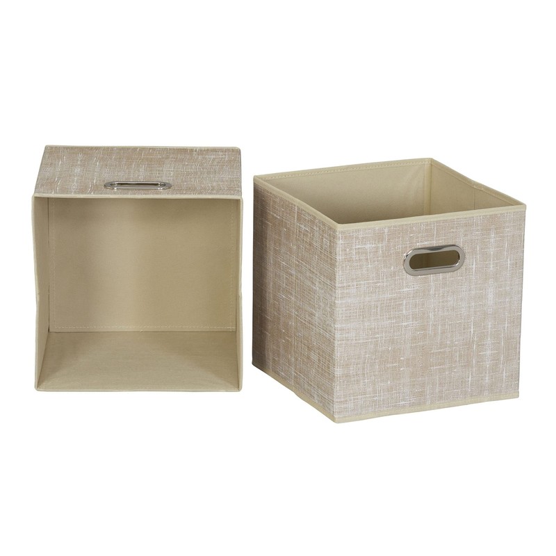 Household Essentials 6 Pack Fabric Storage Bins with Handle, Tan