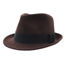 Home Prefer Men's Wool Felt Winter Hat Short Brim Fedora Hat (Medium (7 1/8) 57cm, Coffee)