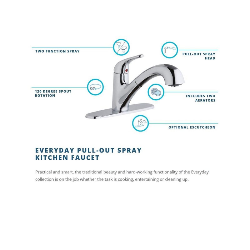 Elkay Everyday LK5000CR Single Hole Deck Mount Kitchen Faucet with