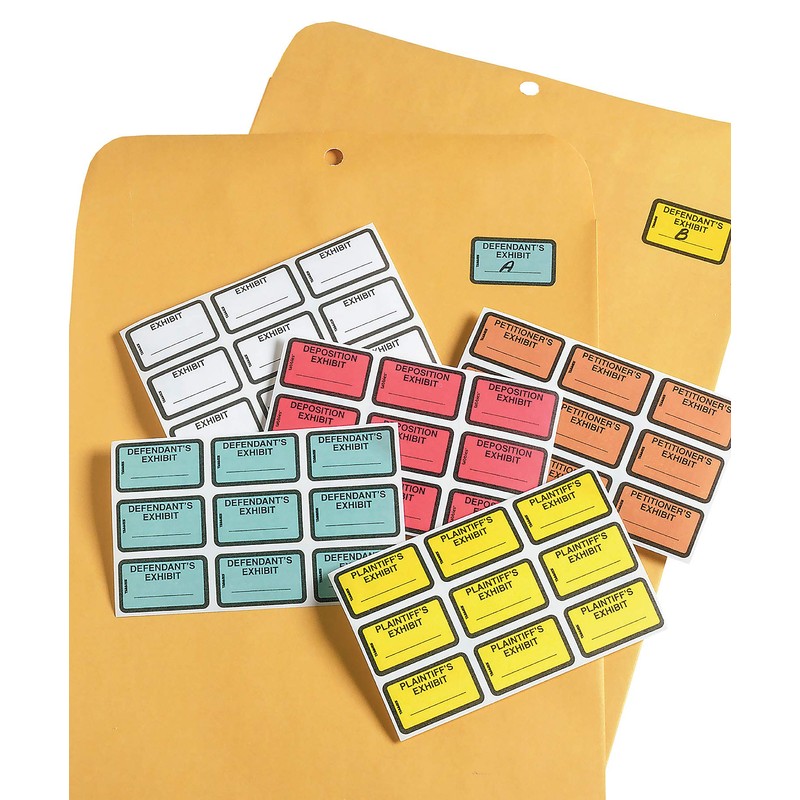 Tabbies Legal Exhibit Labels, Label: 1-5/8"W x 1" H, Sheet: