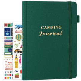 5 MINUTES A DAY Camping Journal and RV Travel Log Book, A5 Outdoor Camp & Adventure Book for 25 Campsites, Hiking Journal, Family Travel Books Camper Essentials Camping Gifts for Women-Dark Green